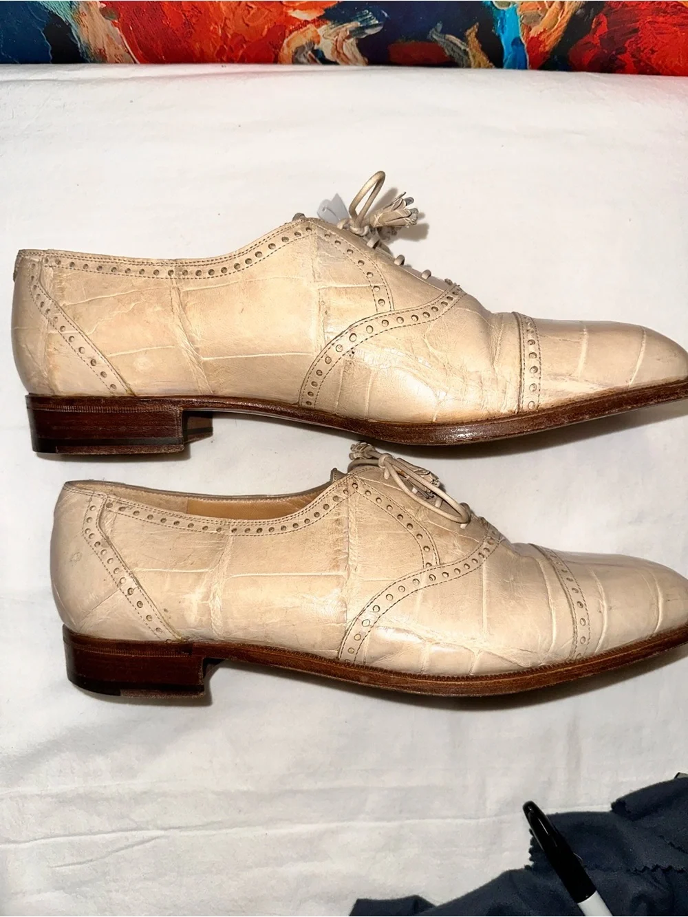 No.66 Mauri Genuine Alligator Leather Cap Toe Oxford Dress Shoes